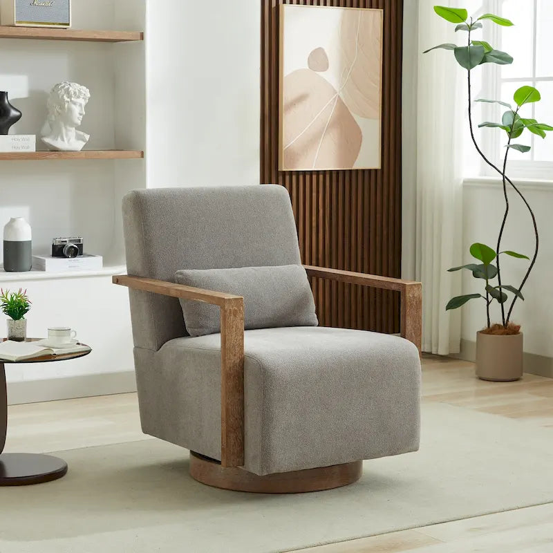 Fauteuil d'appoint pivotant à 360° en mélange de lin
