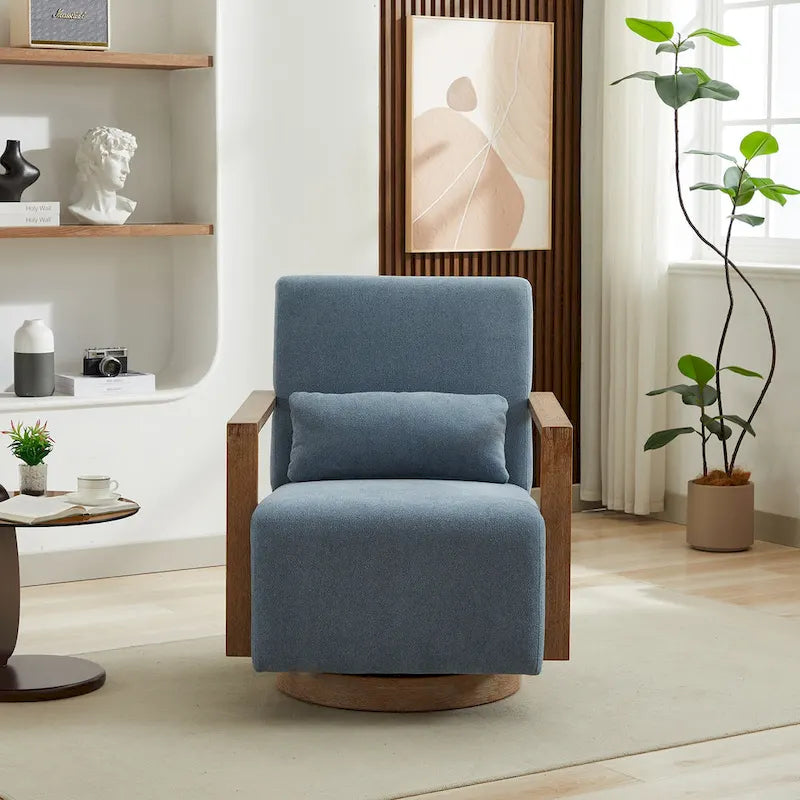 Fauteuil d'appoint pivotant à 360° en mélange de lin