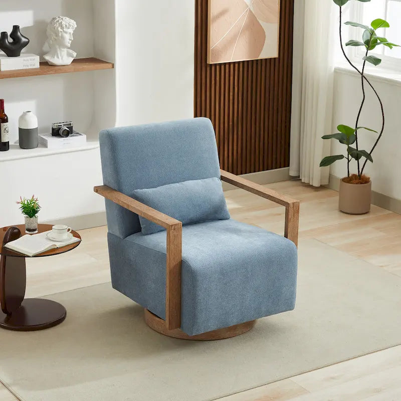 Fauteuil d'appoint pivotant à 360° en mélange de lin
