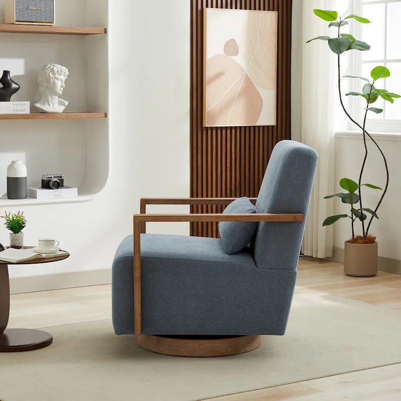 Fauteuil d'appoint pivotant à 360° en mélange de lin