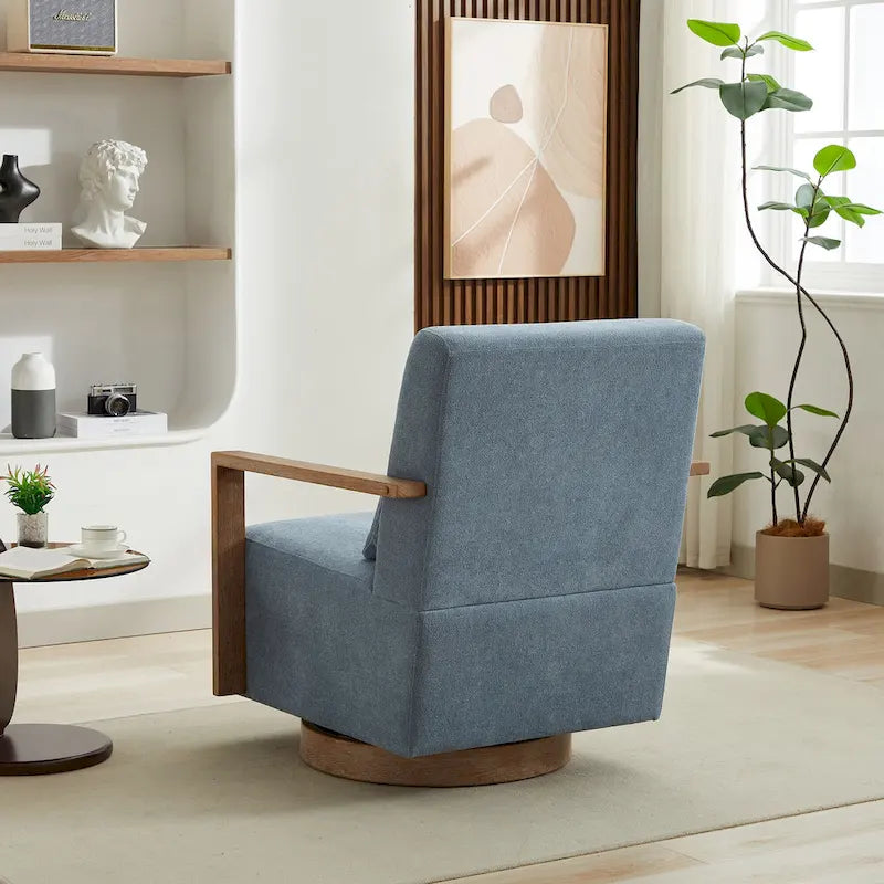 Fauteuil d'appoint pivotant à 360° en mélange de lin