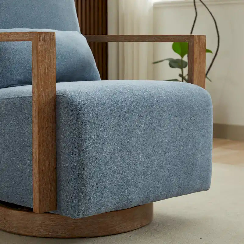 Fauteuil d'appoint pivotant à 360° en mélange de lin