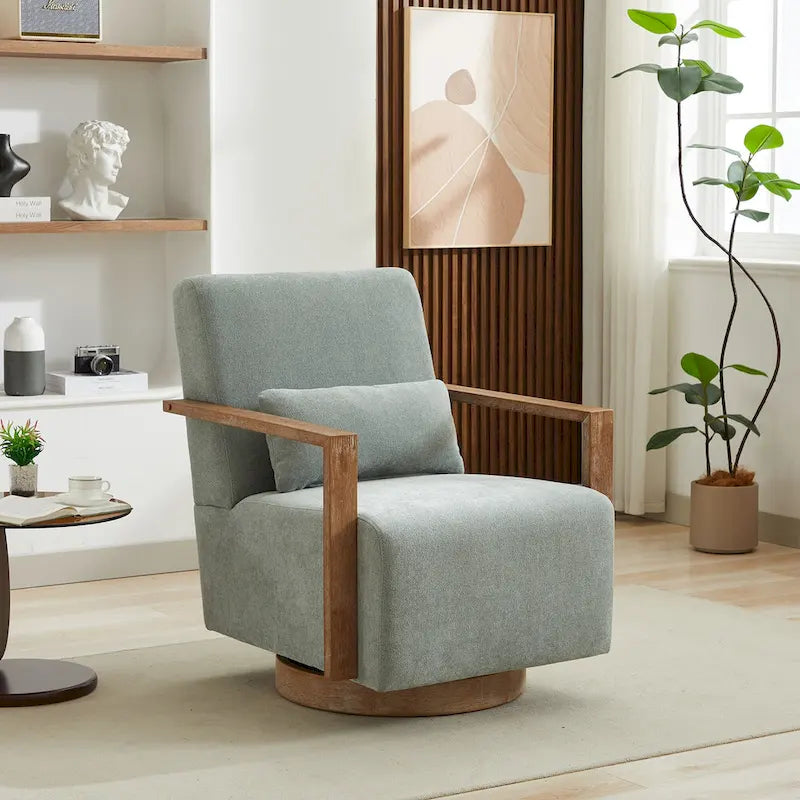 Fauteuil d'appoint pivotant à 360° en mélange de lin