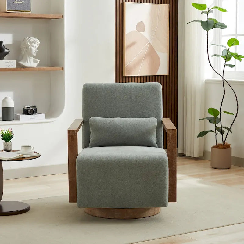Fauteuil d'appoint pivotant à 360° en mélange de lin