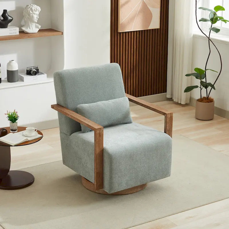 Fauteuil d'appoint pivotant à 360° en mélange de lin