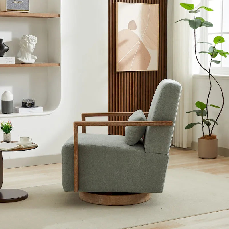 Fauteuil d'appoint pivotant à 360° en mélange de lin