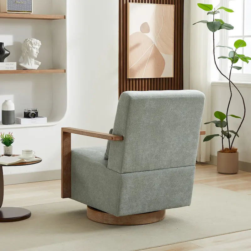 Fauteuil d'appoint pivotant à 360° en mélange de lin