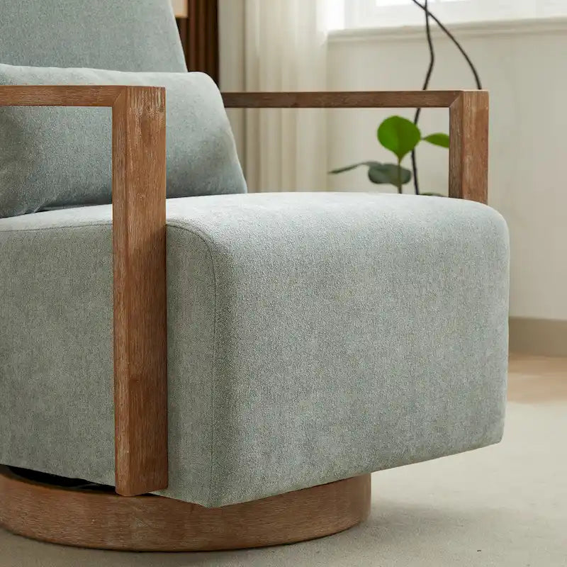 Fauteuil d'appoint pivotant à 360° en mélange de lin