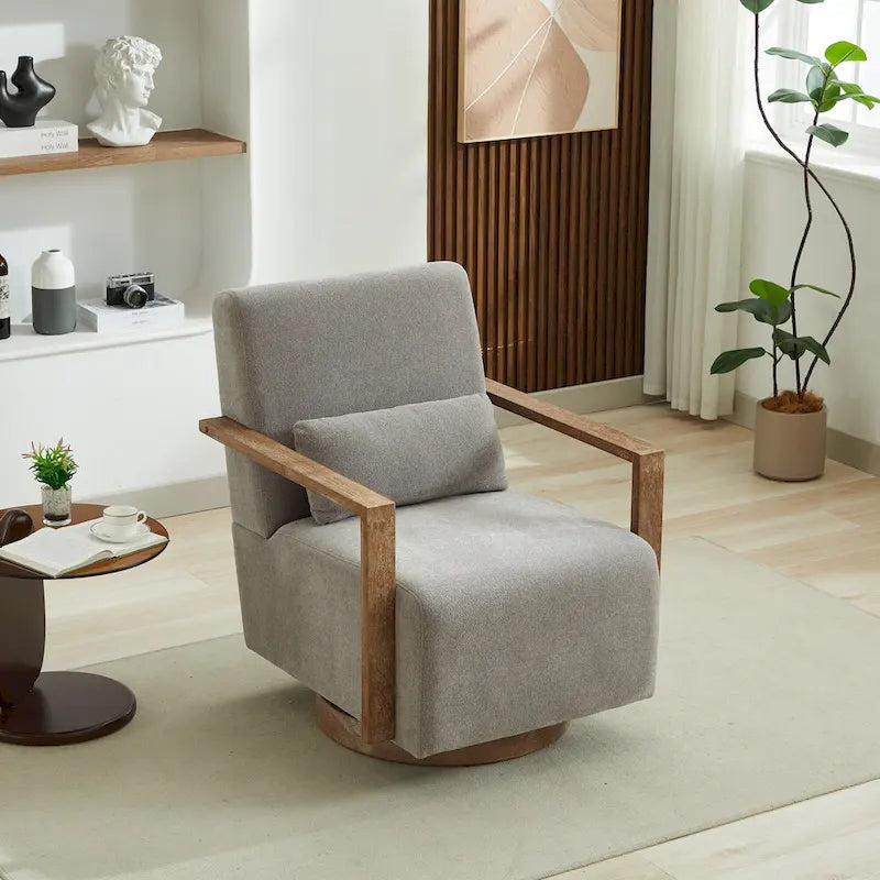 Fauteuil d'appoint pivotant à 360° en mélange de lin