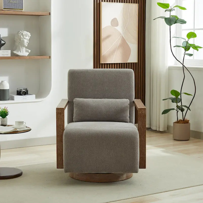 Fauteuil d'appoint pivotant à 360° en mélange de lin