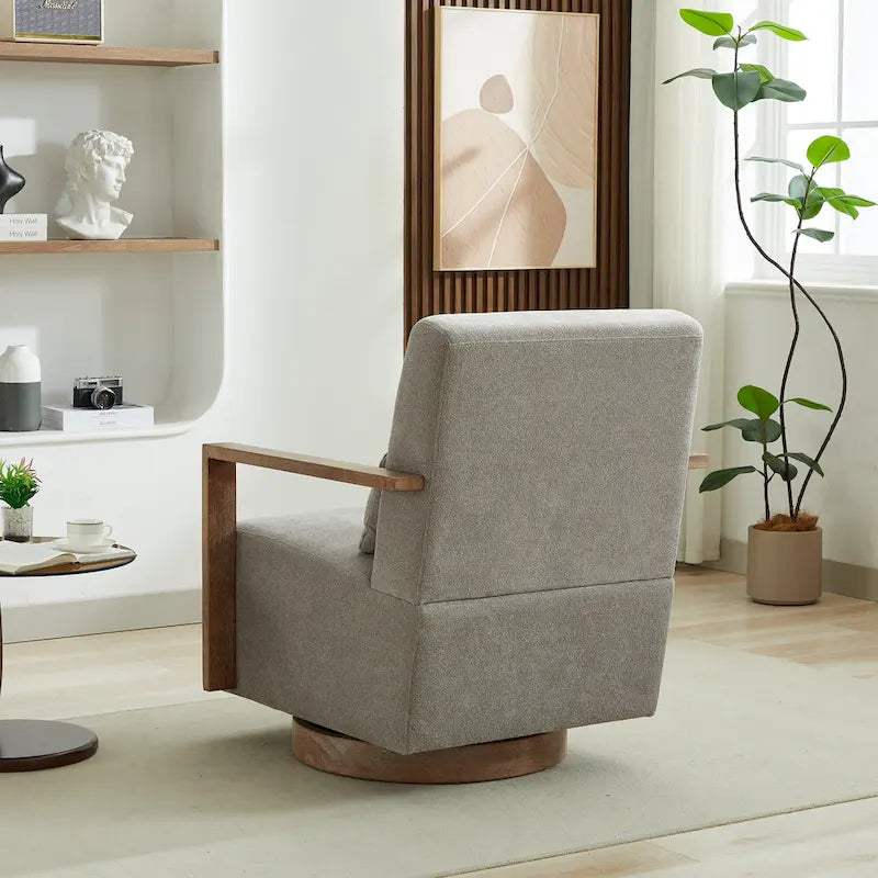 Fauteuil d'appoint pivotant à 360° en mélange de lin