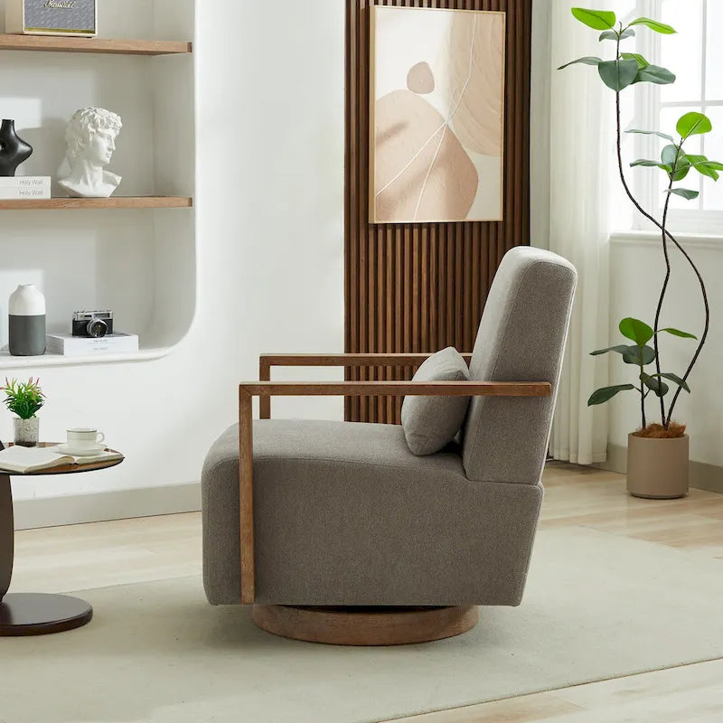 Fauteuil d'appoint pivotant à 360° en mélange de lin
