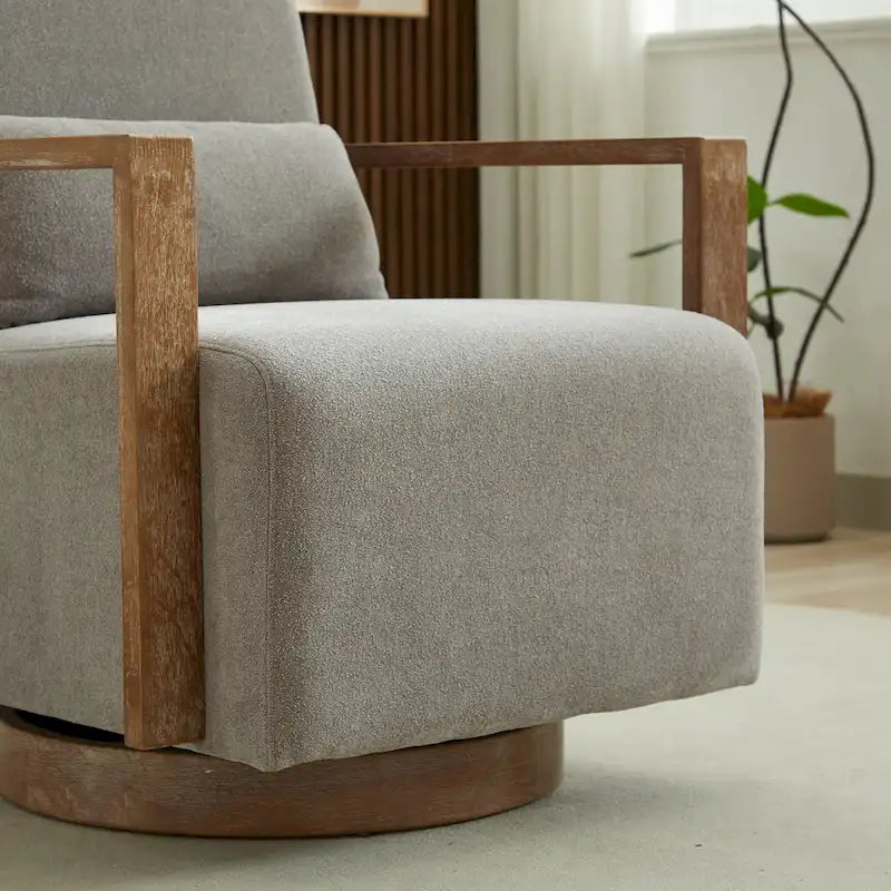 Fauteuil d'appoint pivotant à 360° en mélange de lin