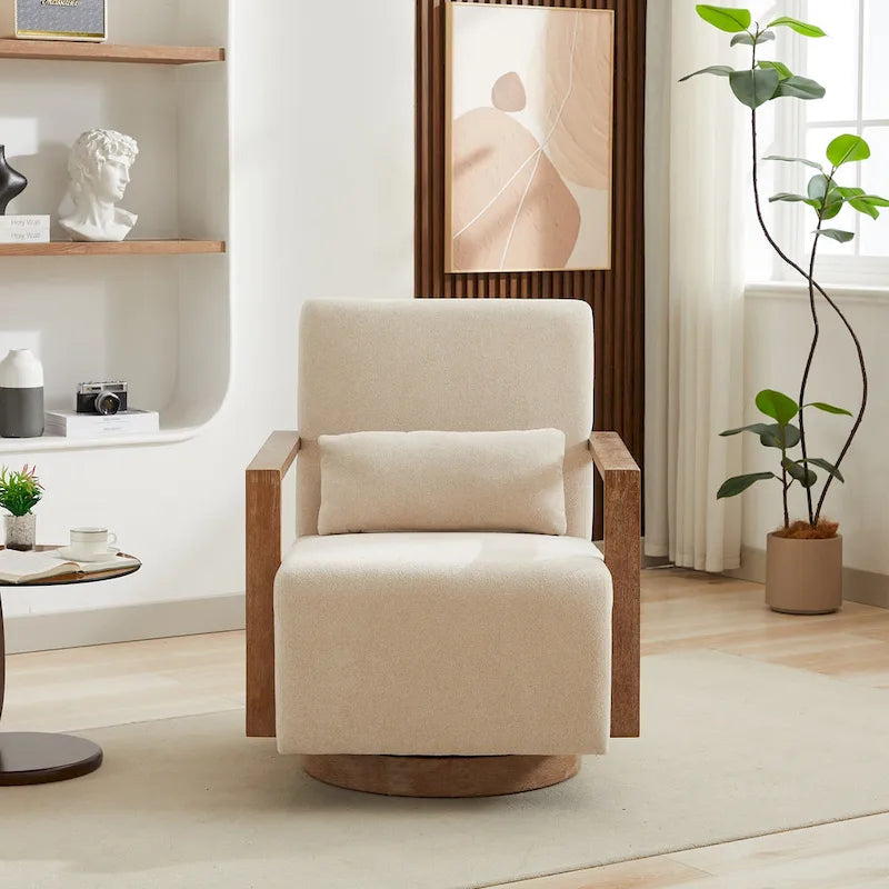 Fauteuil d'appoint pivotant à 360° en mélange de lin