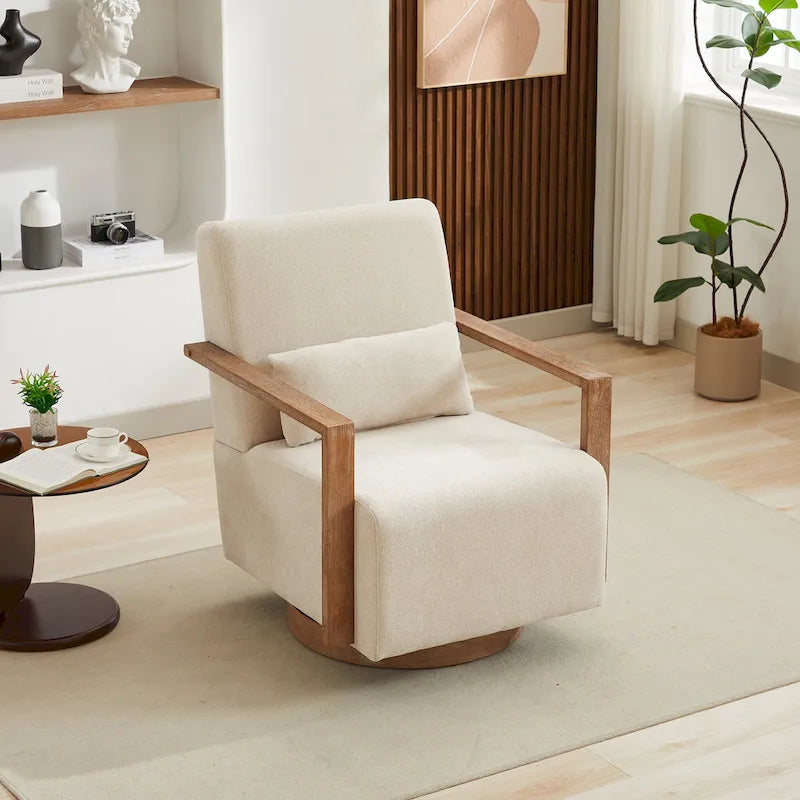 Fauteuil d'appoint pivotant à 360° en mélange de lin