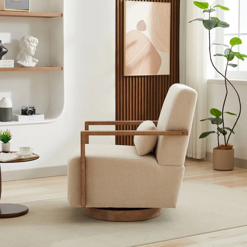 Fauteuil d'appoint pivotant à 360° en mélange de lin