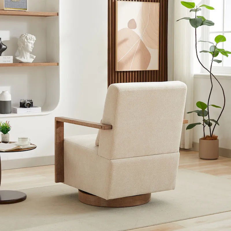 Fauteuil d'appoint pivotant à 360° en mélange de lin
