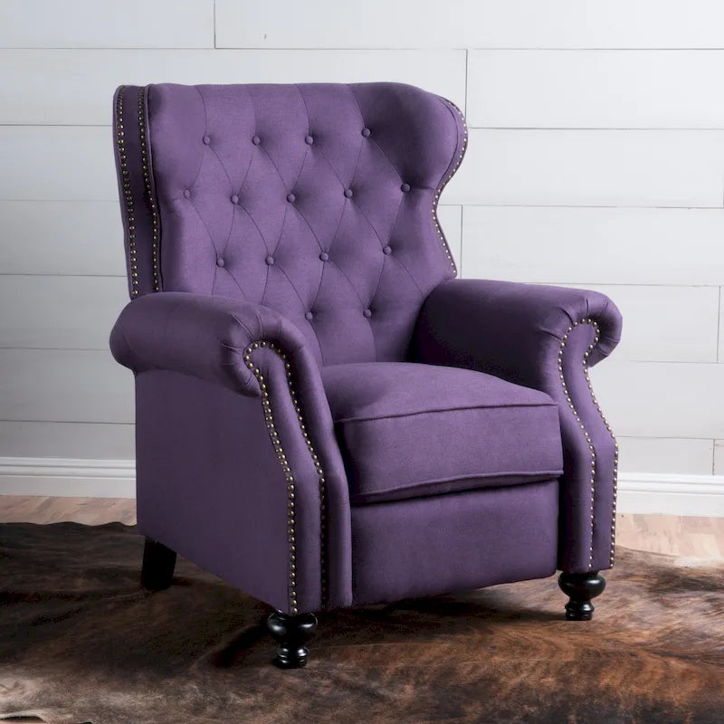 Fauteuil inclinable accentué à dossier capitonné avec accoudoirs roulés