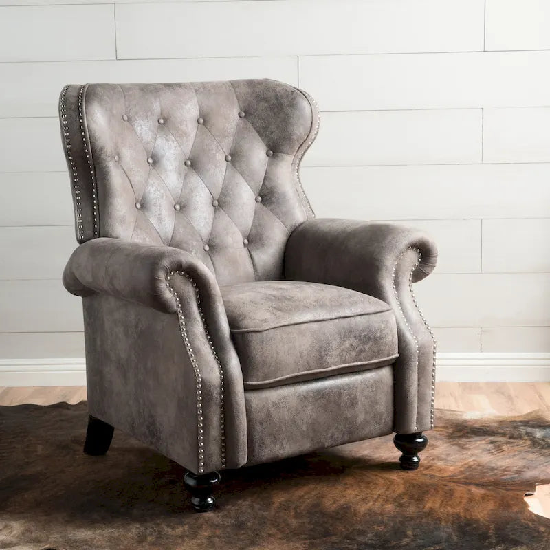 Fauteuil inclinable accentué à dossier capitonné avec accoudoirs roulés