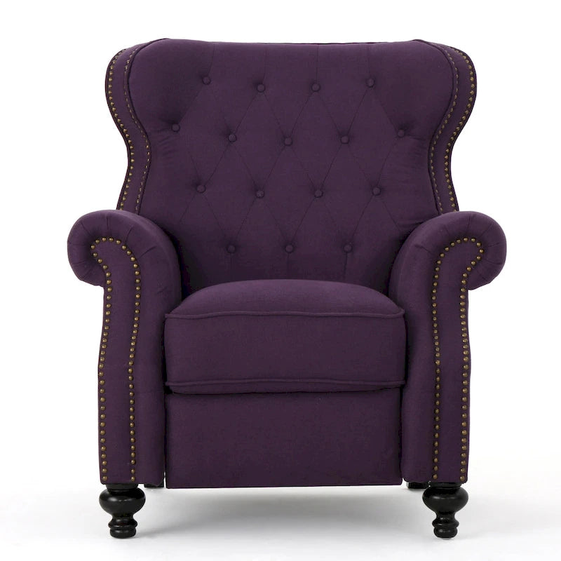 Fauteuil inclinable accentué à dossier capitonné avec accoudoirs roulés