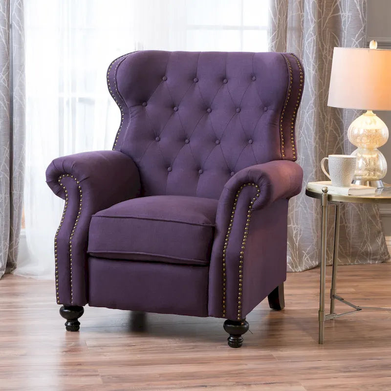 Fauteuil inclinable accentué à dossier capitonné avec accoudoirs roulés