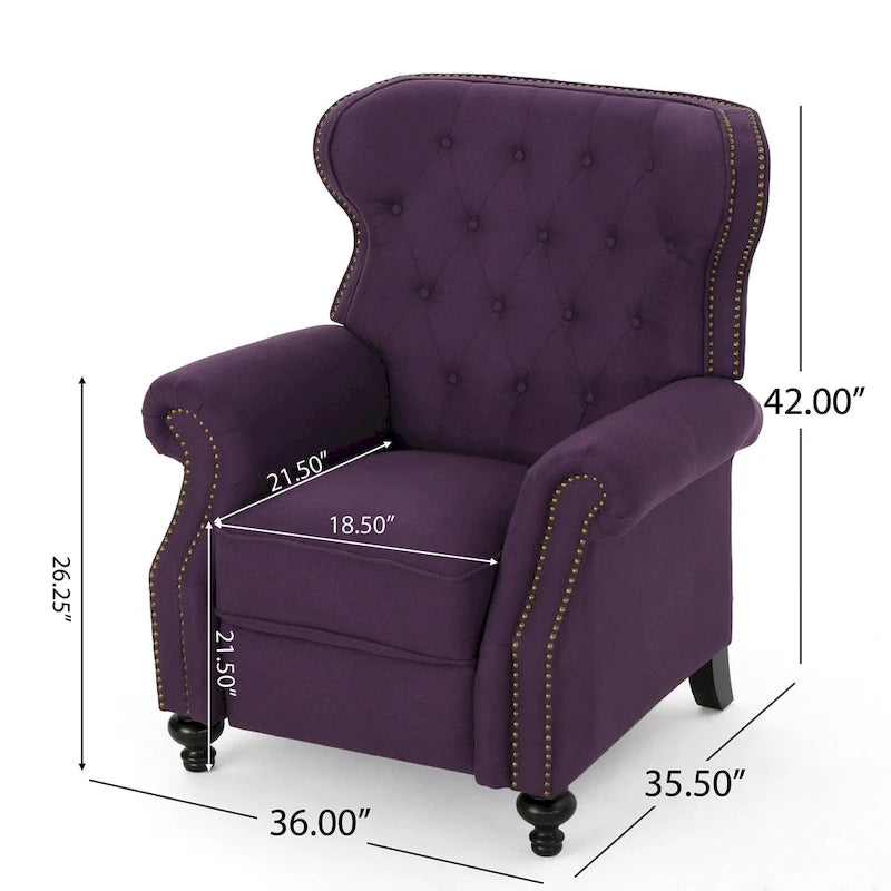 Fauteuil inclinable accentué à dossier capitonné avec accoudoirs roulés