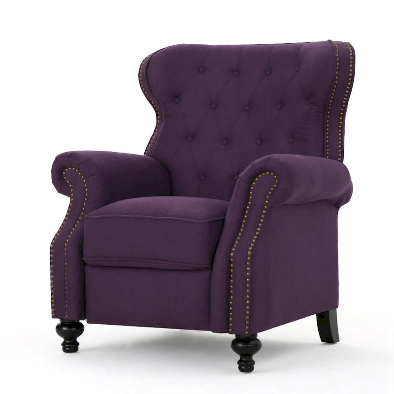 Fauteuil inclinable accentué à dossier capitonné avec accoudoirs roulés