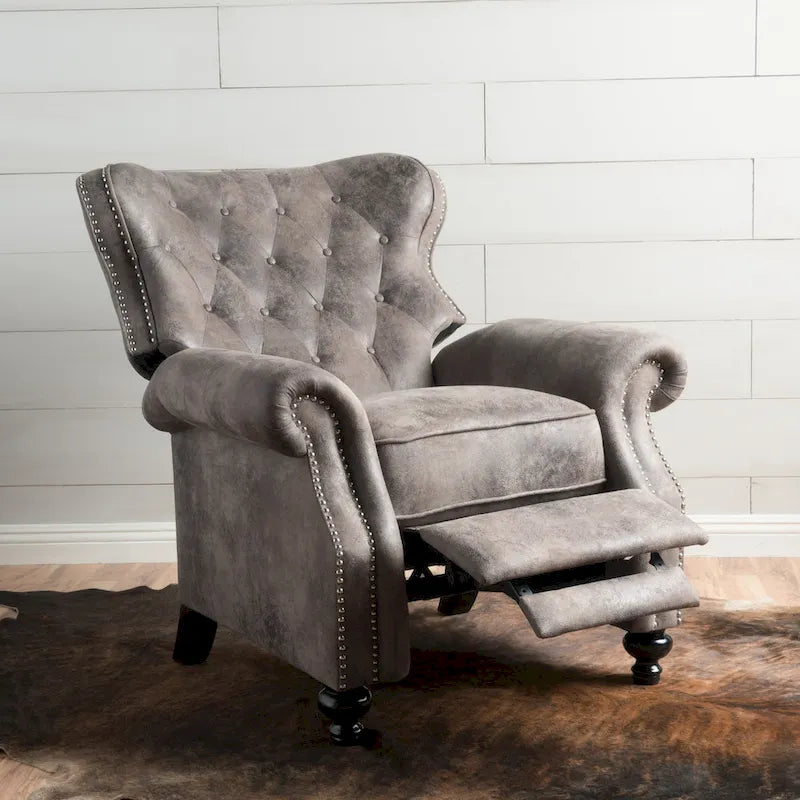 Fauteuil inclinable accentué à dossier capitonné avec accoudoirs roulés