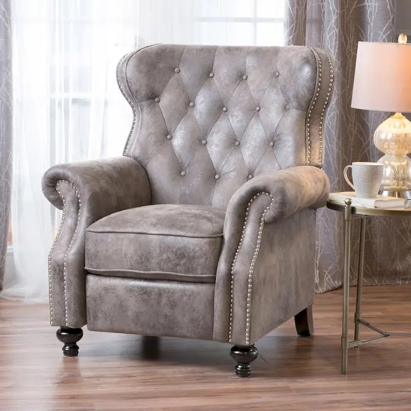 Fauteuil inclinable accentué à dossier capitonné avec accoudoirs roulés