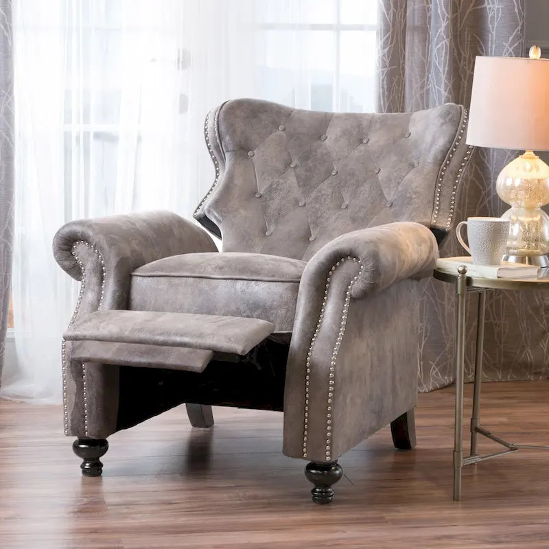 Fauteuil inclinable accentué à dossier capitonné avec accoudoirs roulés