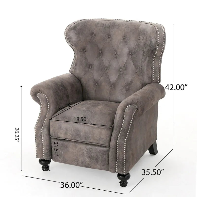 Fauteuil inclinable accentué à dossier capitonné avec accoudoirs roulés