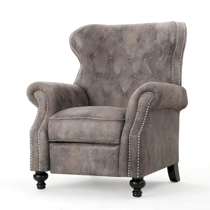 Fauteuil inclinable accentué à dossier capitonné avec accoudoirs roulés