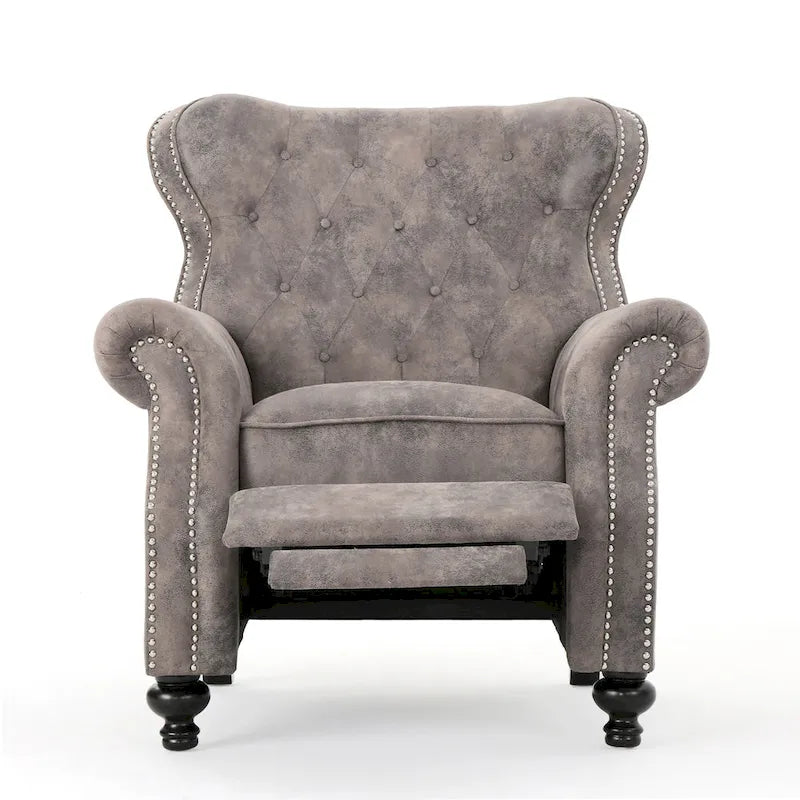Fauteuil inclinable accentué à dossier capitonné avec accoudoirs roulés