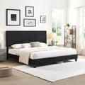 Cadre de lit plateforme King-size rembourré en lin noir