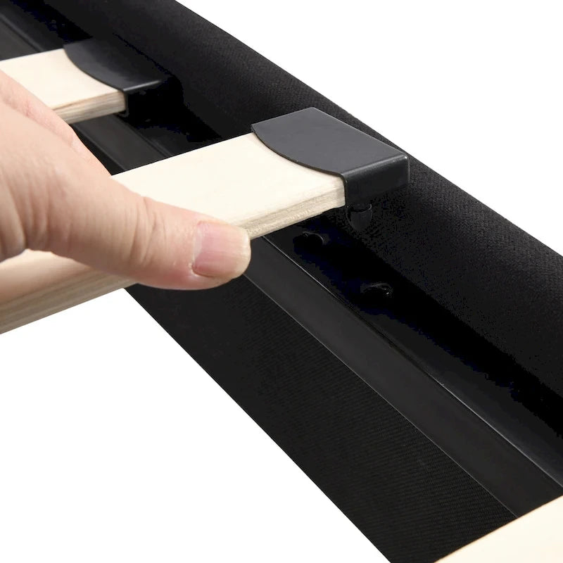 Cadre de lit plateforme King-size rembourré en lin noir