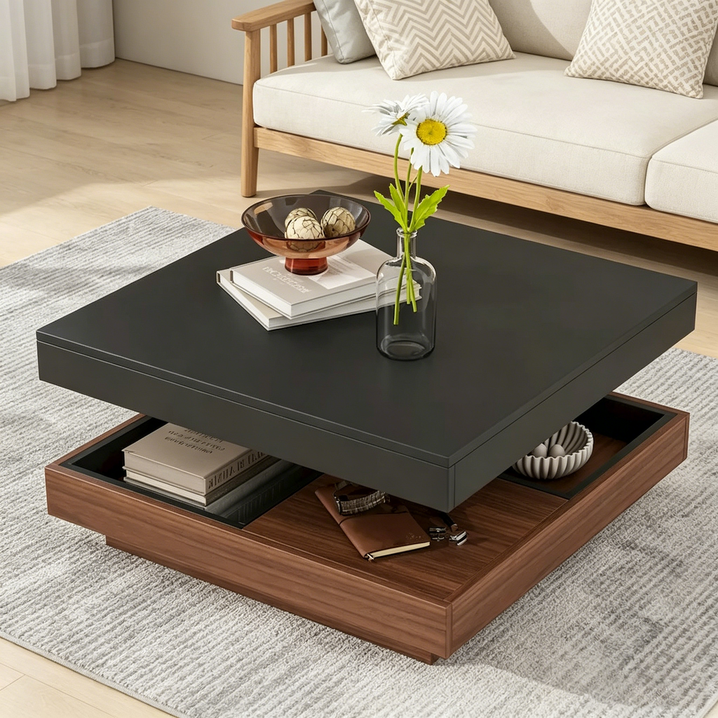 Table basse rotative carrée moderne