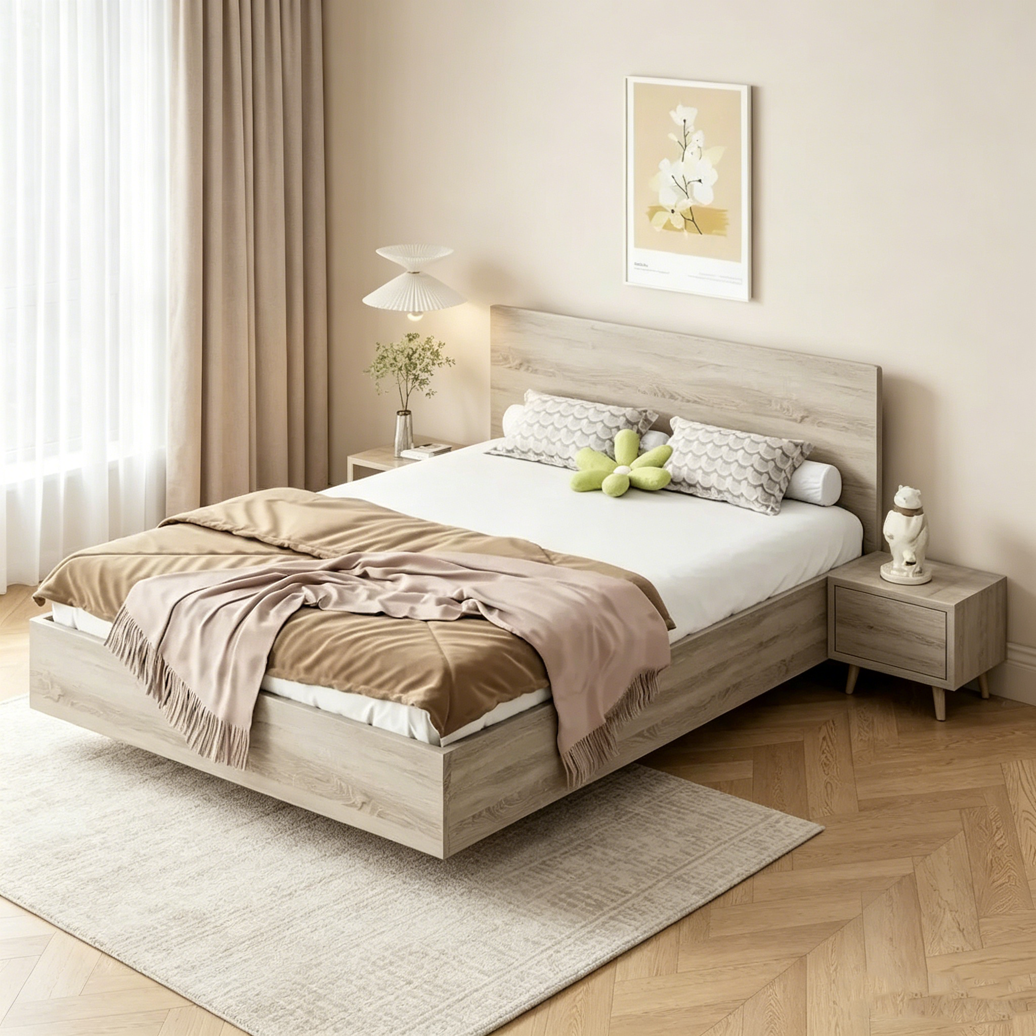 Lit plateforme flottant de style moderne