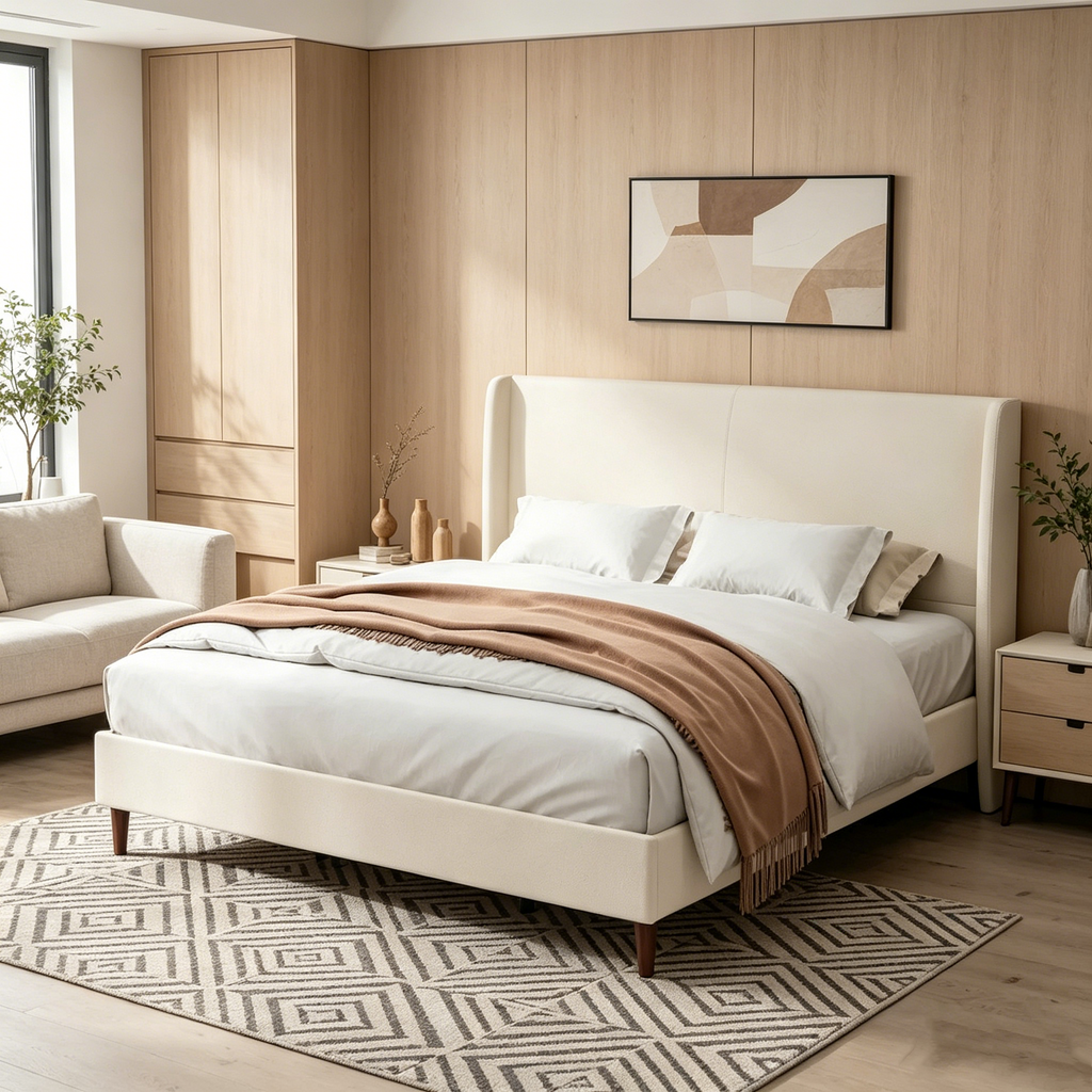 Lit King size tapissé de luxe