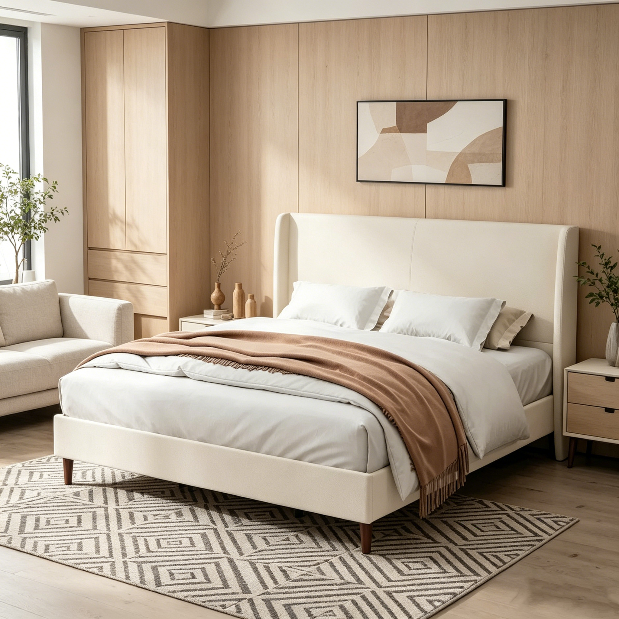 Lit King size tapissé de luxe