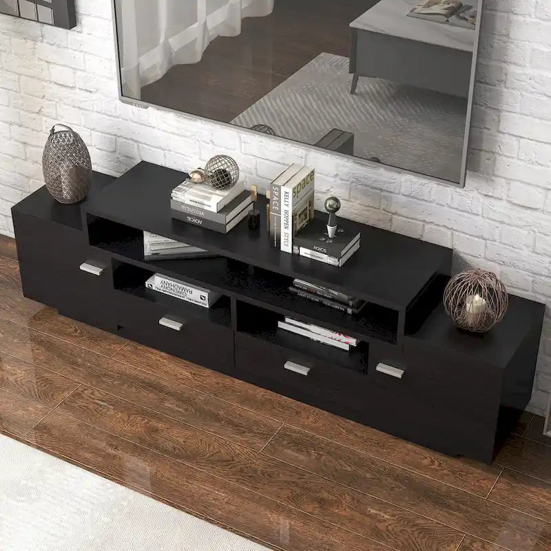 Meuble TV en bois double tiroir de 178 cm de style moderne