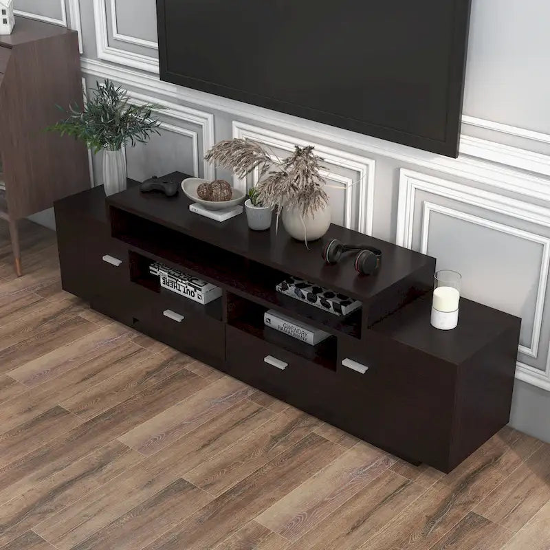 Meuble TV en bois double tiroir de 178 cm de style moderne