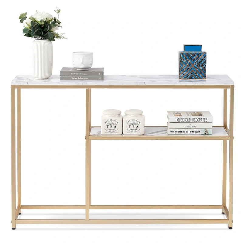 Table de contrôle étroite avec étagères de rangement