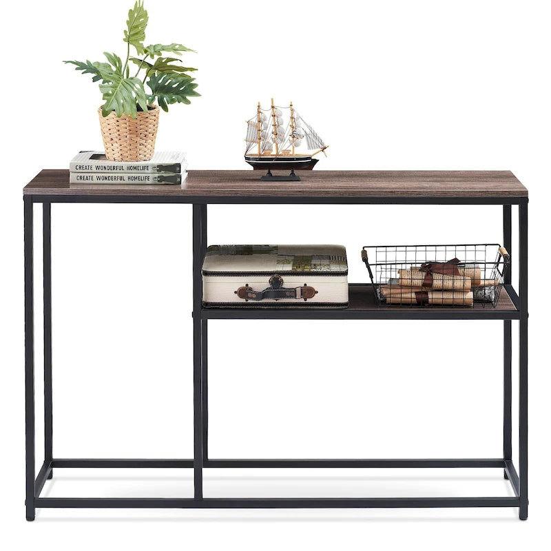 Table de contrôle étroite avec étagères de rangement
