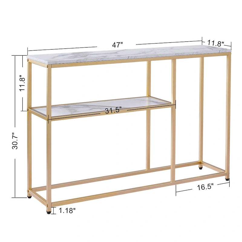 Table de contrôle étroite avec étagères de rangement