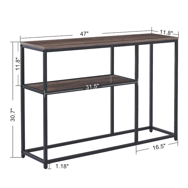 Table de contrôle étroite avec étagères de rangement