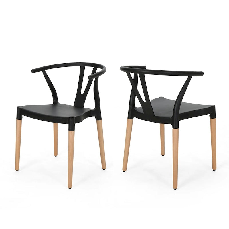 Chaises de salle à manger de style moderne avec pieds en bois (lot de 2)
