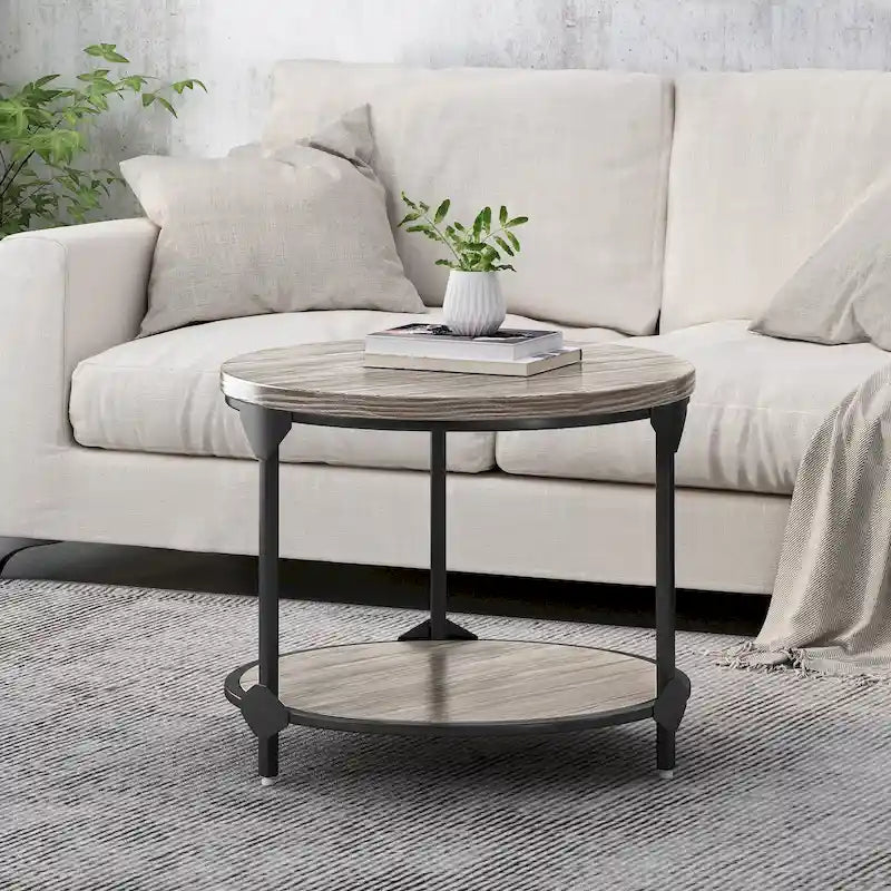 Table basse ronde de style industriel moderne