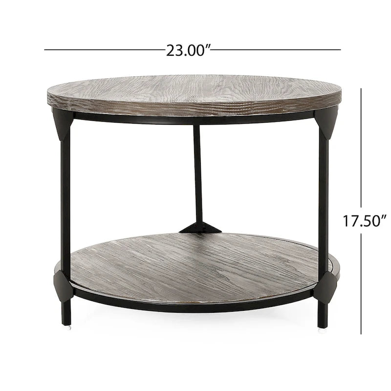 Table basse ronde de style industriel moderne