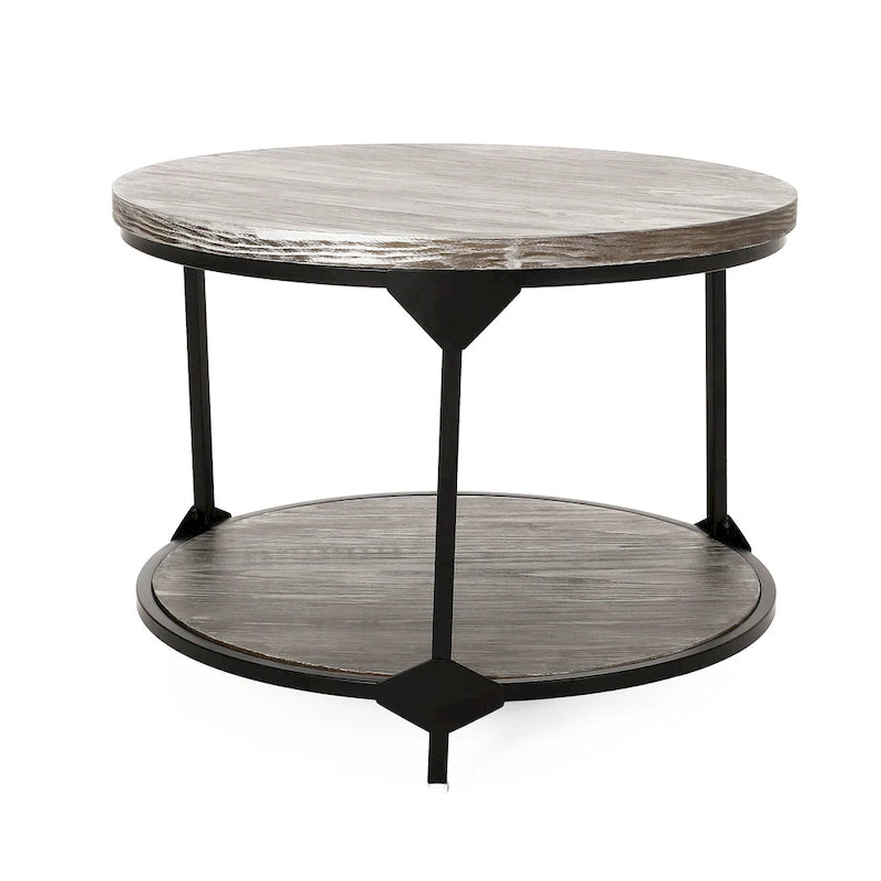 Table basse ronde de style industriel moderne