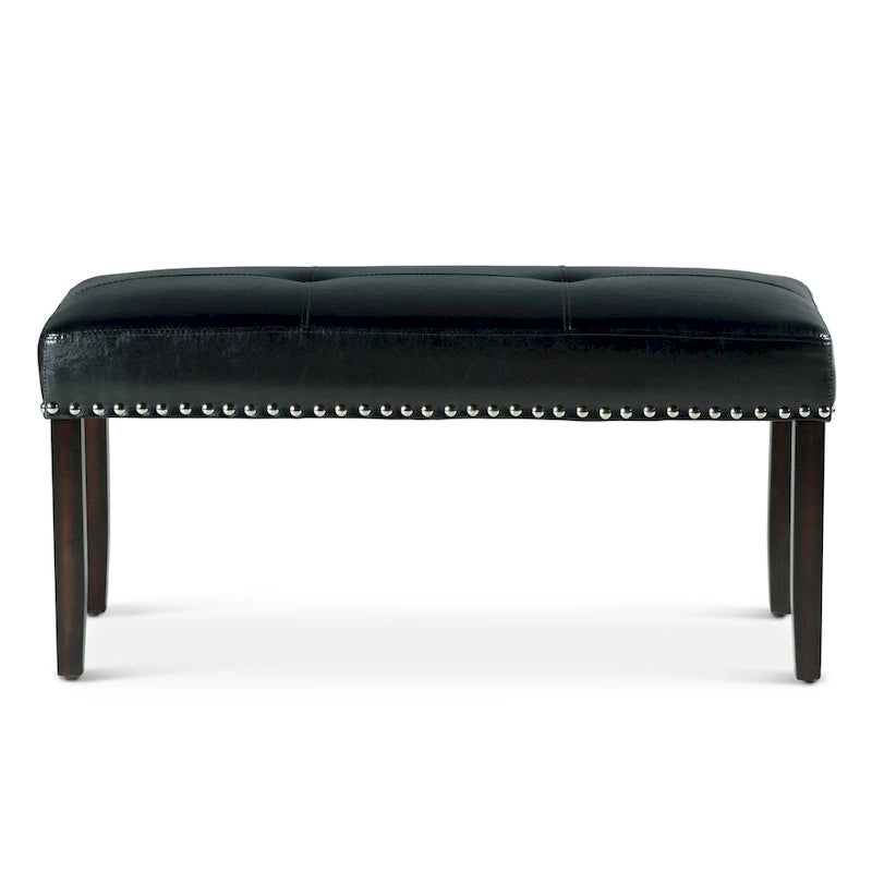 Banquette de salle à manger en similicuir avec clous décoratifs,